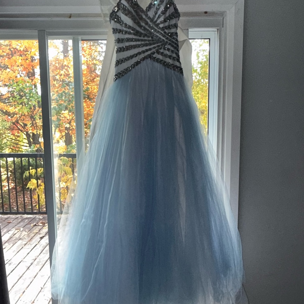 Elegant Blue Embellished Gown